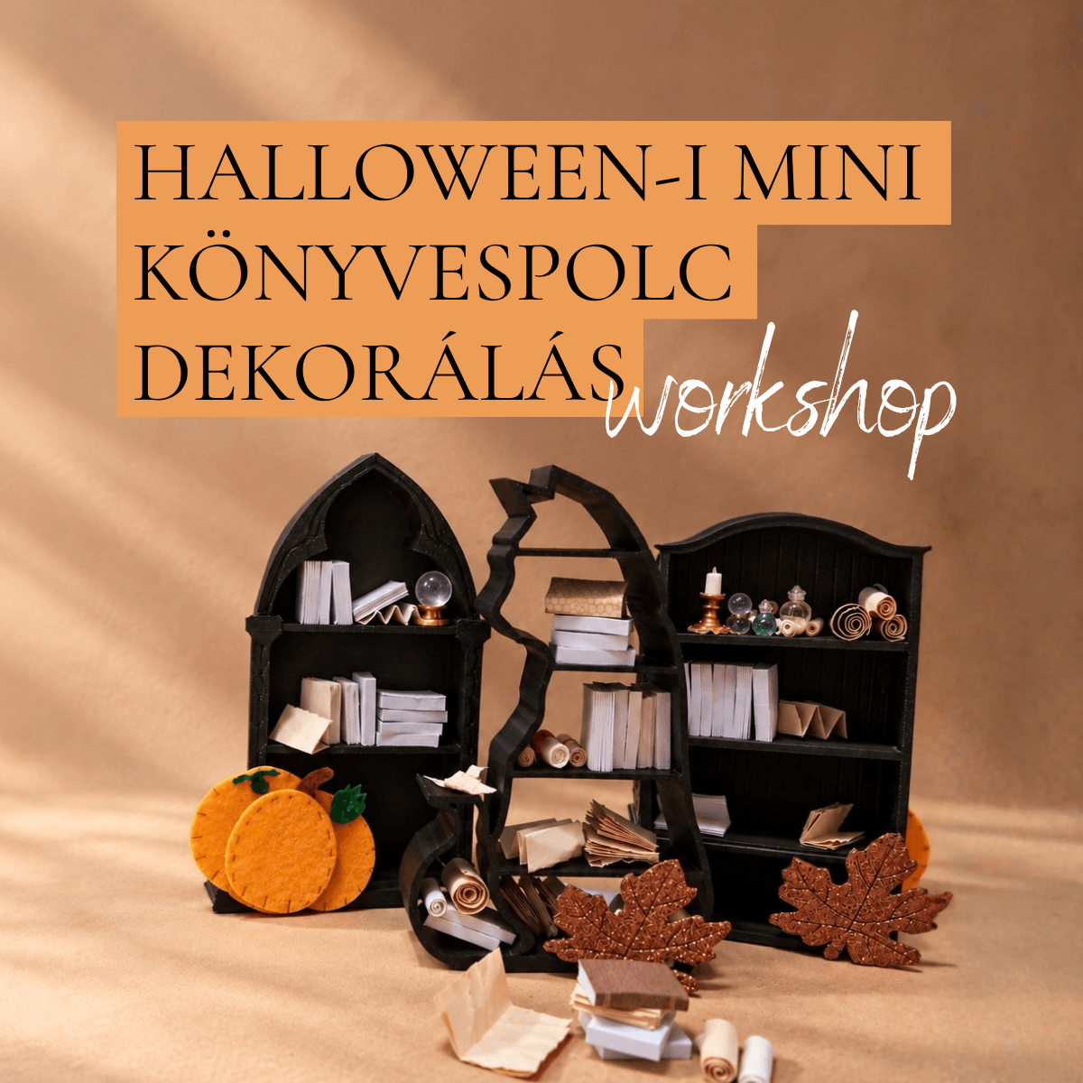 Halloween-i mini könyvespolc dekorálás workshop